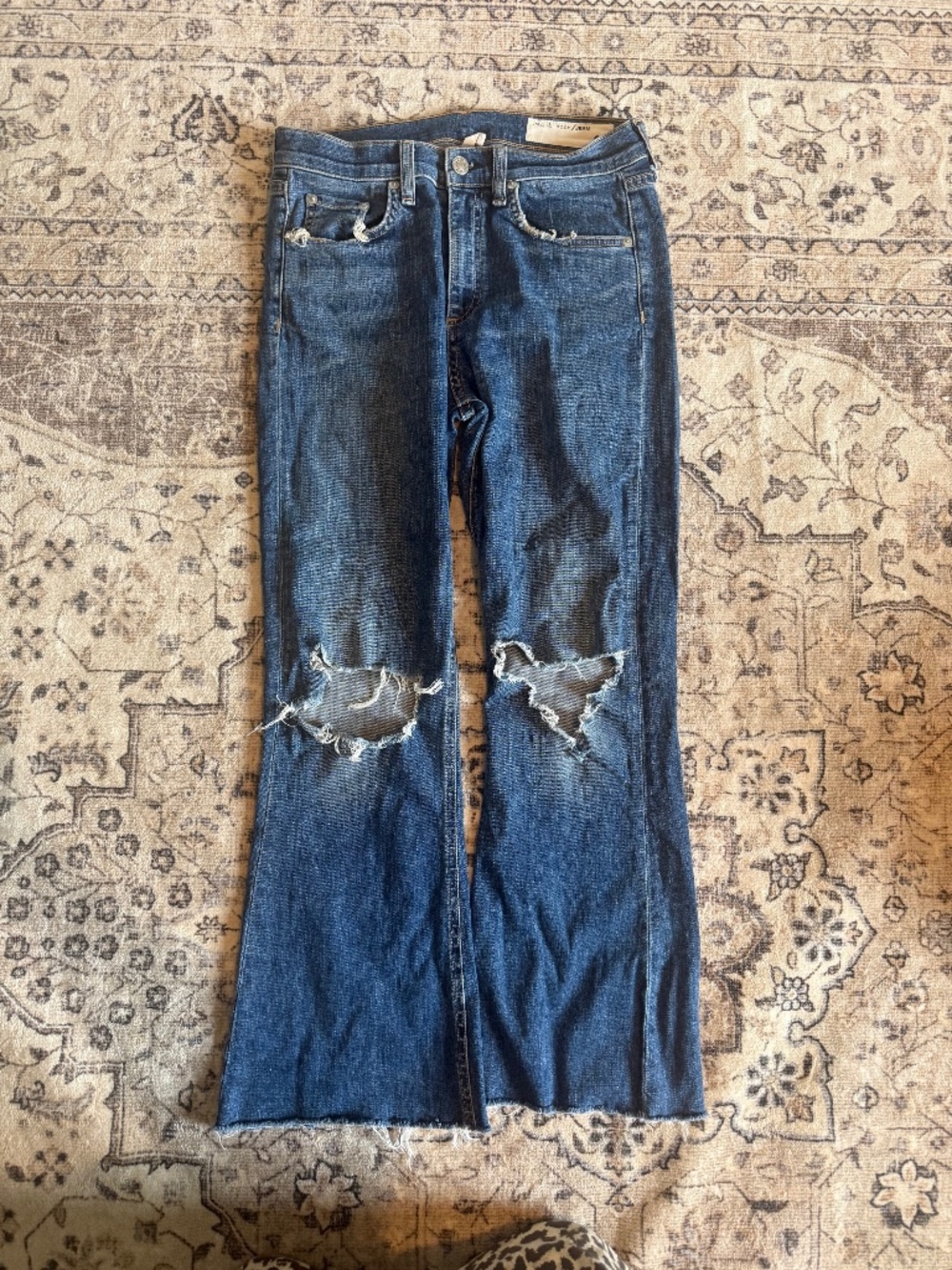 Rag & Bone 10 inch Crop Flare Size 27 Distressed Jean
